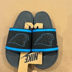 NEW sz 8 Carolina Panthers Nike Offcourt Slide Sandals Black Blue